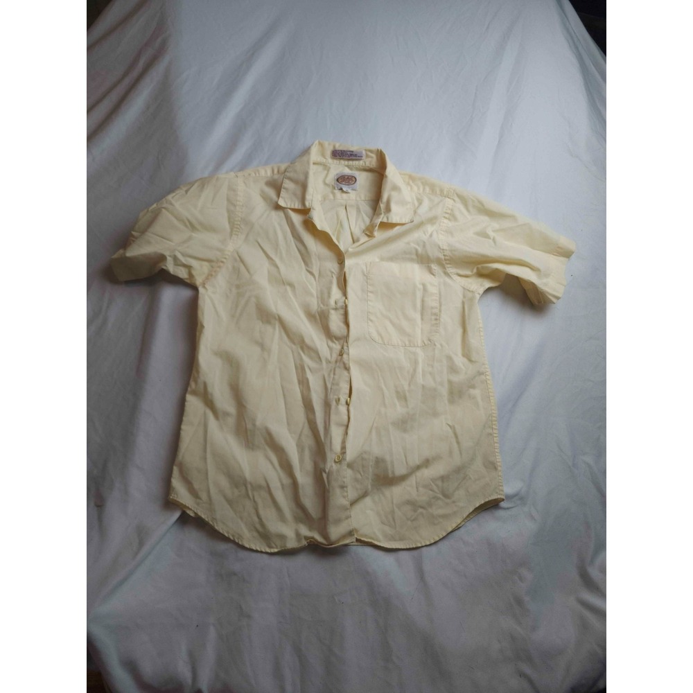 Picket And Post Shirt Top Womens Size 10 Yellow Button Up Short Sleeve Pocket